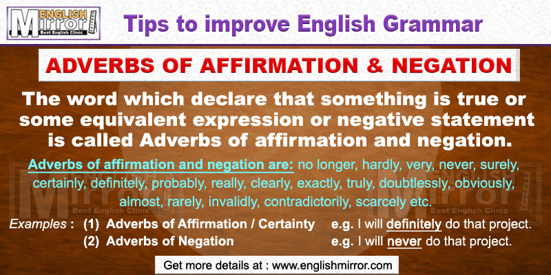 Adverbs Of Affirmation And Negation Declare Something True Or Some 