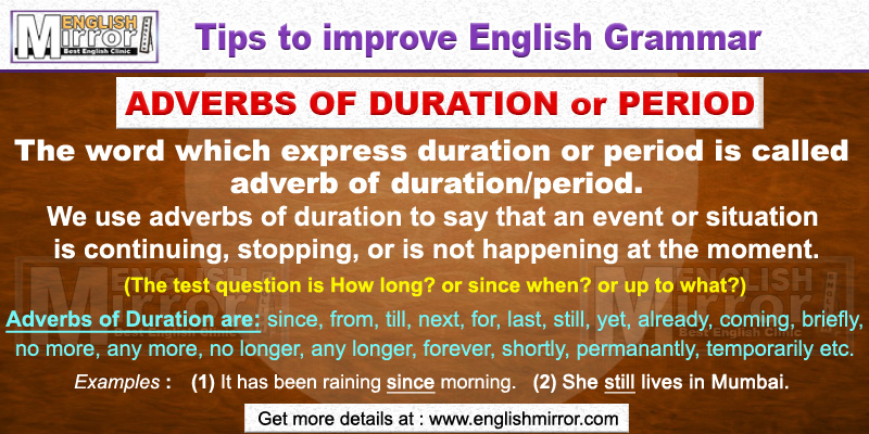 Adverbs Of Duration Exercises
