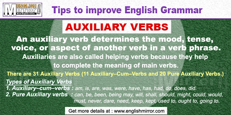 Types Of Auxiliary Verbs That Help To Complete The Meaning Of Main Verb 