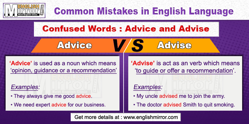 Confused Words Advice and Advise in English