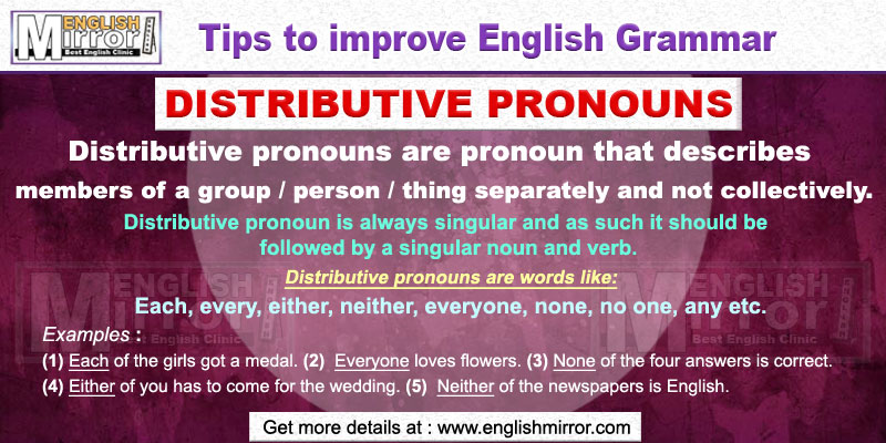 Distributive Pronouns That Describes Members Of A Group Separately And 