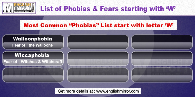 Phobias and Fears with letter W