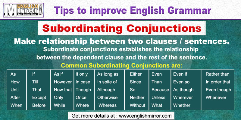 Subordinating Conjunctions in English Grammar