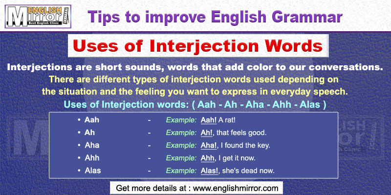 Usage of interjection words Aah, Ah, Aha, Ahh and Alas in English