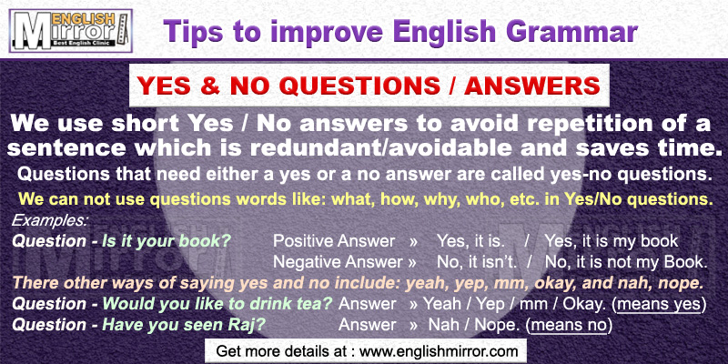Yes No Questions Answered With Yes Or No English Mirror