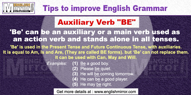 Use of Auxiliary Verb 'Be' in English Grammar