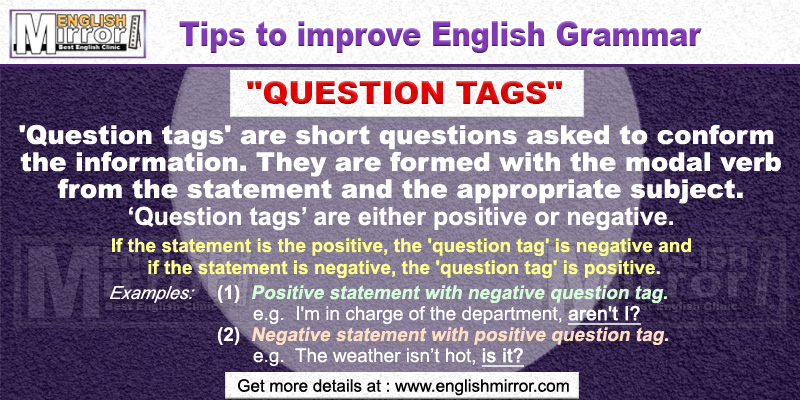 Use of 'Question tags' in English Grammar