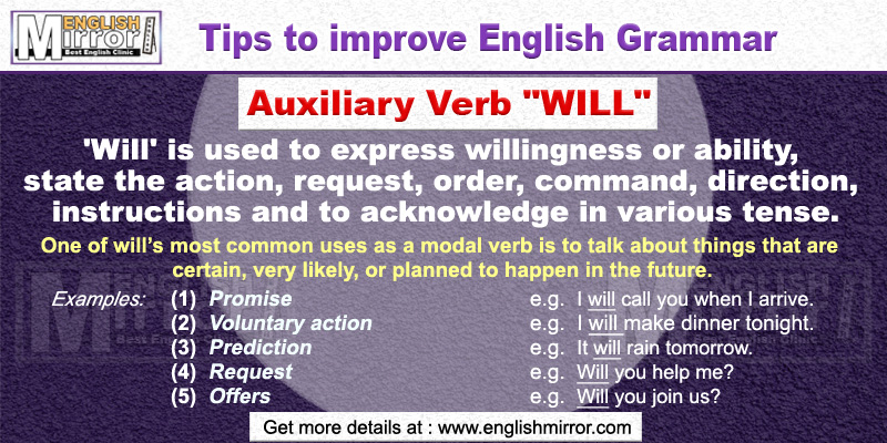 Use of Auxiliary Verb 'Will' in English Grammar