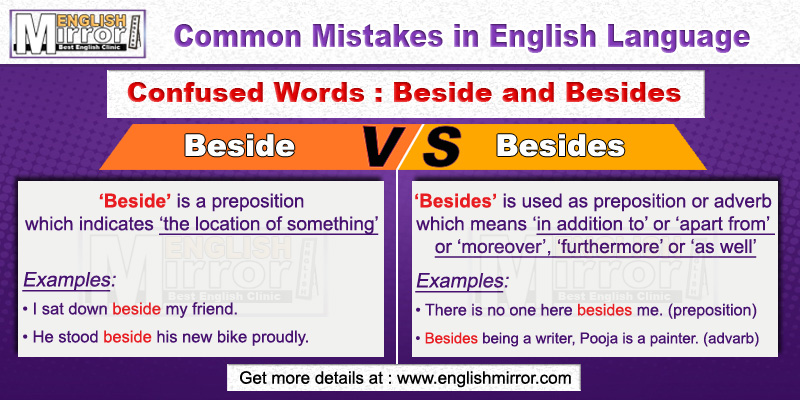 Confused Words Beside and Besides in English