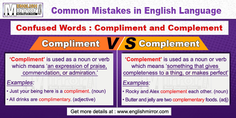 Confused Words Compliment and Complement in English