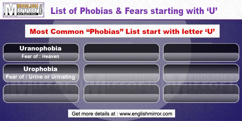 Phobias and Fears with letter U