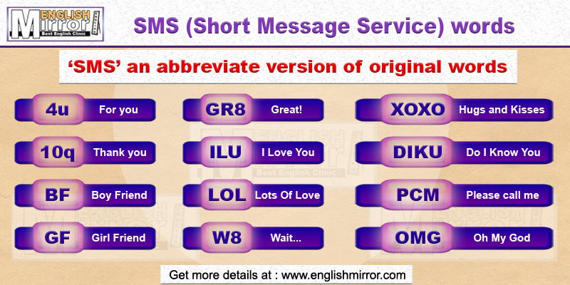 Short Message Service - SMS words in English